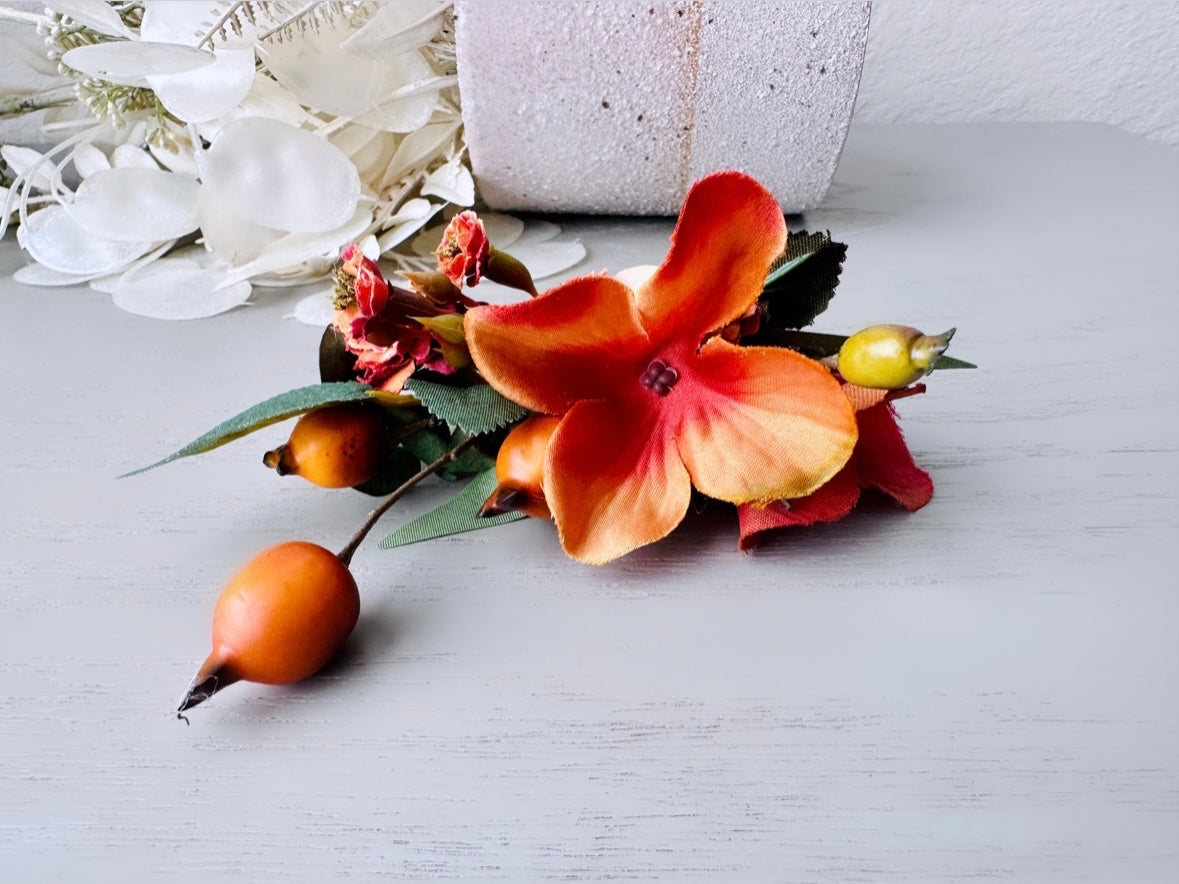 Burnt Orange Flower Hair Comb, Autumn Hair Comb, Fall Wedding Hair, One of a Kind Handmade Hair Comb, Rustic Bridal Hair Accessories