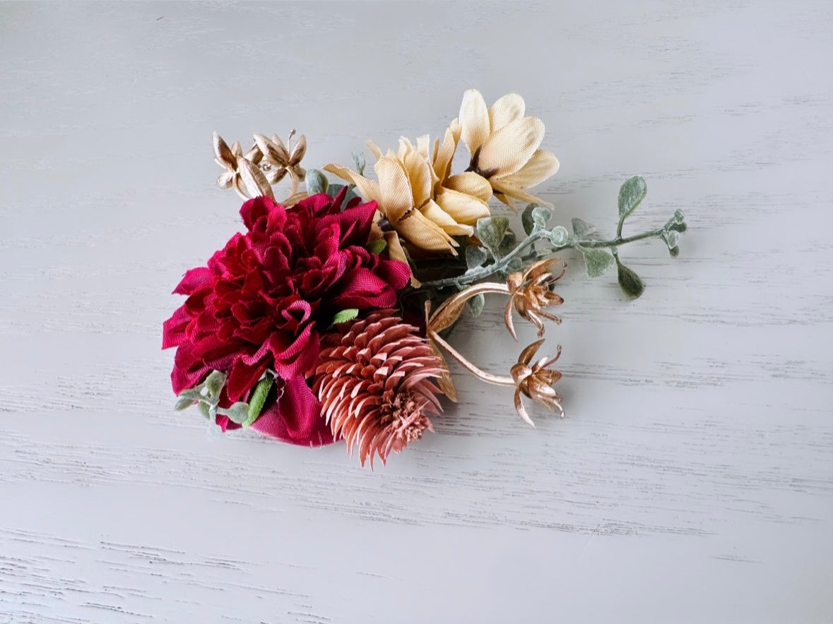 Rustic Autumn Hair Clip, Cranberry Red Fall Foliage Wedding Hair, Woodland Fairy Floral Fascinator Burnt Copper Bridal Hair Accessories