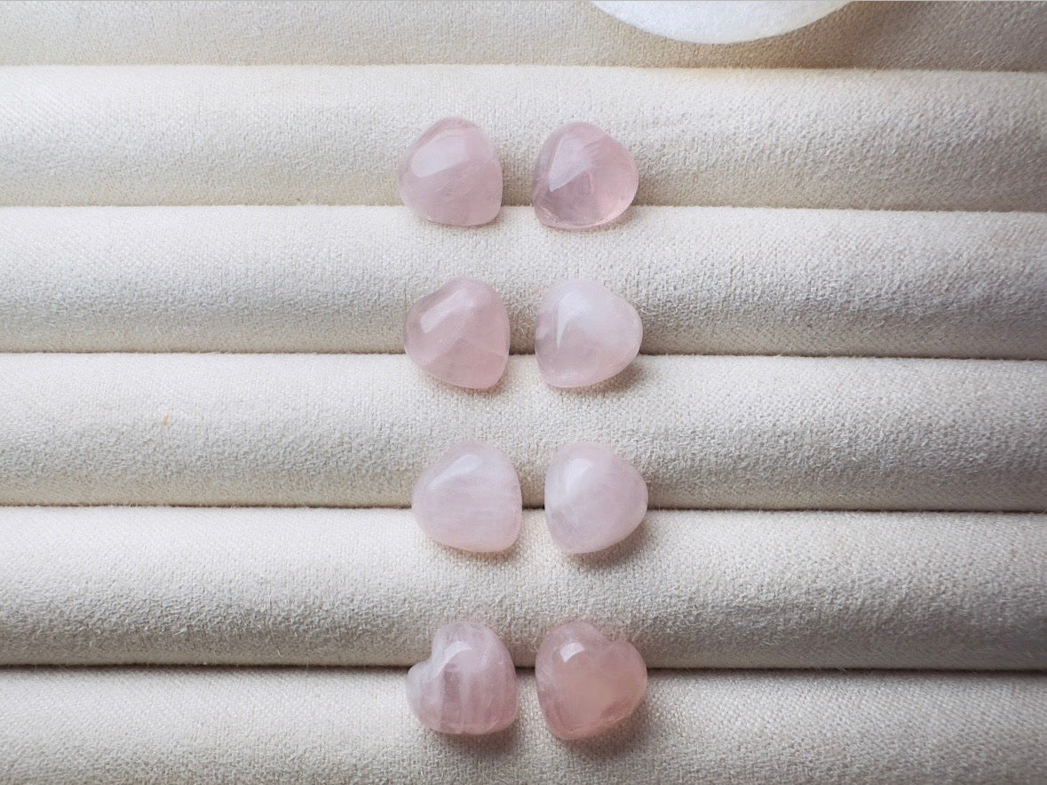 Rose Quartz Heart Earrings, Heart Stud Earrings, Pink Heart Earrings, Natural Crystal Jewelry, Cute Stud Earrings, Pink Gemstone Earrings