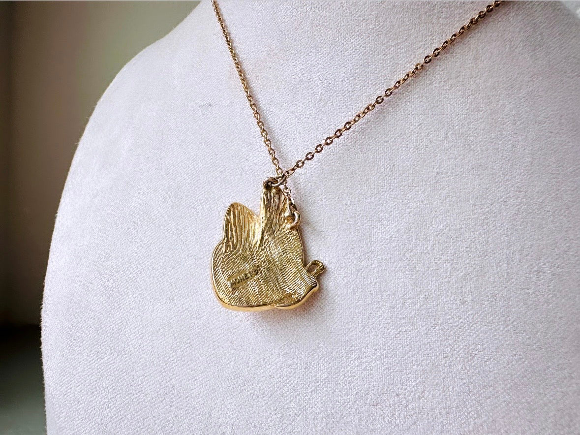 Butterfly Pendant Necklace, Cream and Gold Enamel Vintage Necklace, Monet Butterfly Necklace, Classic Dainty Chain Vintage Necklace 16"