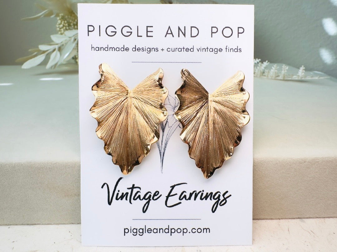 1960s Vintage Gold Leaf Napier Clip On Earrings