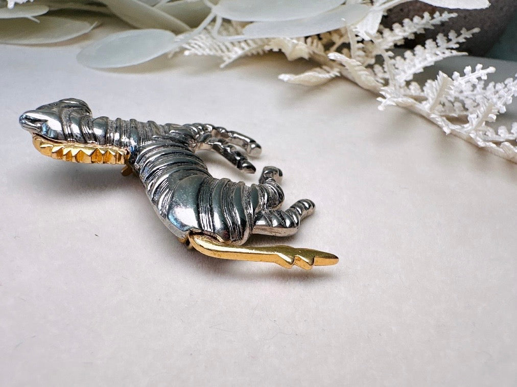 Vintage Zebra Brooch Pin, Liz Claiborne Mixed Metal Silver and Gold Wild Zebra Pin
