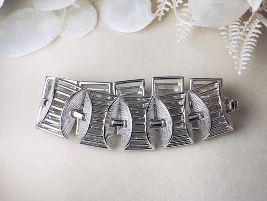 1960's Silver Bracelet, Vintage Silver Openwork Sarah Coventry Bracelet, Thick Metal Panel Signed 60s Vintage Jewelry, Excellent Condition