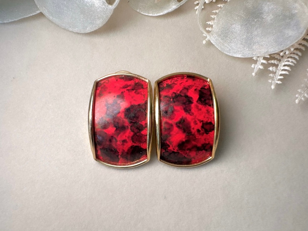 80s Post Earrings in Hot Pink Black and Gold