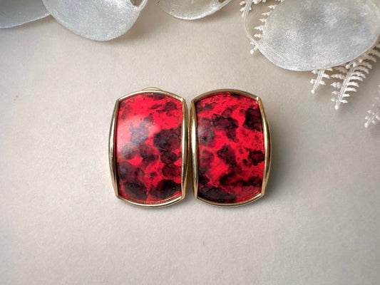 80s Post Earrings in Hot Pink Black and Gold