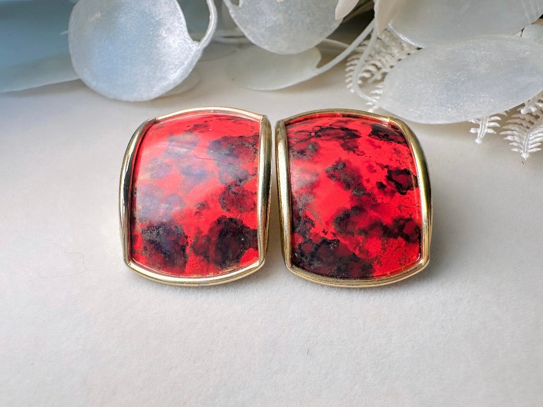 80s Post Earrings in Hot Pink Black and Gold