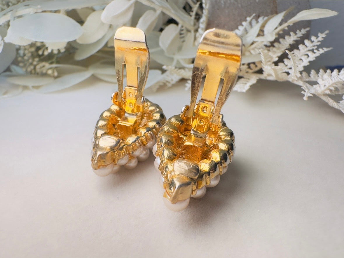 Vintage Pearl Earrings, Cream Pearl Teardrop Statement Earrings