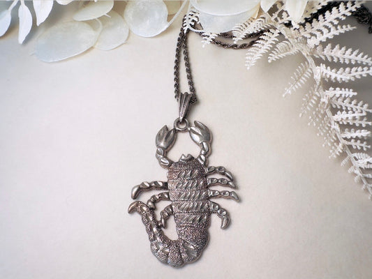 Vintage Scorpio Necklace, Oversized Zodiac Pendant Necklace, Vintage Scorpion Astrology Statement Necklace Scorpio Star Sign