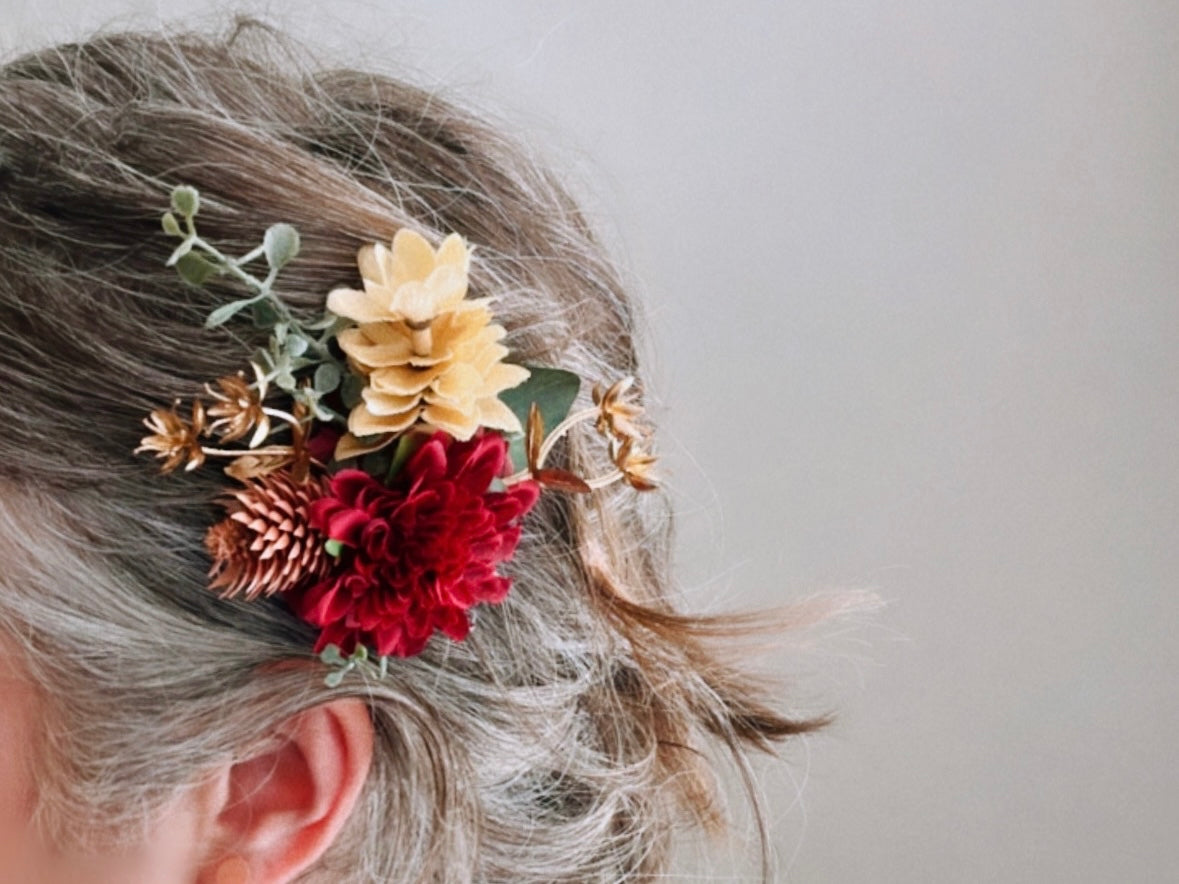 Rustic Autumn Hair Clip, Cranberry Red Fall Foliage Wedding Hair, Woodland Fairy Floral Fascinator Burnt Copper Bridal Hair Accessories