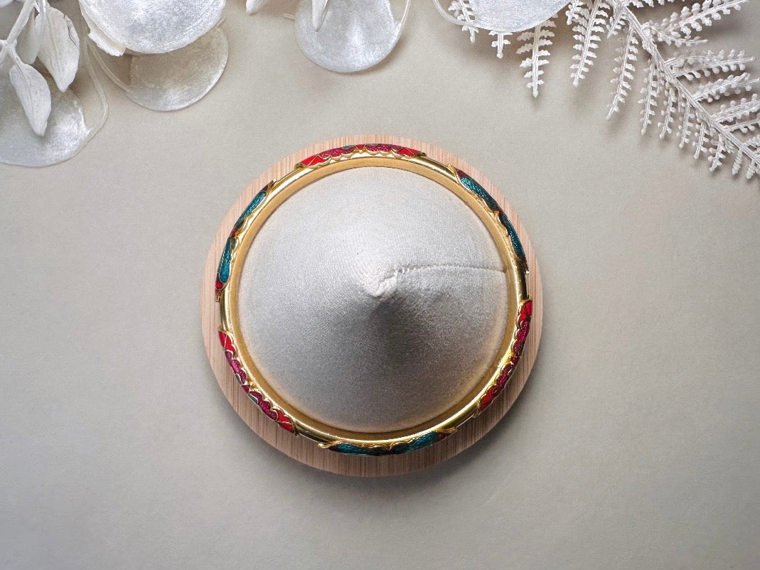 Vintage Cloisonne Skinny Butterfly Bracelet in Blue and Red