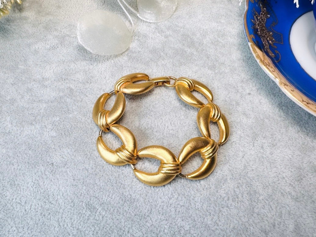 Vintage Matte Gold Chain Bracelet, Premiere Designs Vintage 80s