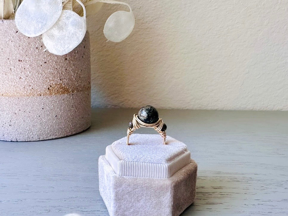 Handmade Pyrite Ring, Wire Wrapped Ring with Natural Stones, Pyrite Fools Gold Metaphysical Ring, Earth Energy Talisman Ring