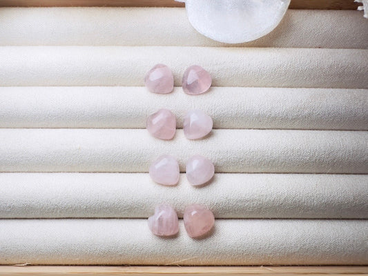 Rose Quartz Heart Earrings, Heart Stud Earrings, Pink Heart Earrings, Natural Crystal Jewelry, Cute Stud Earrings, Pink Gemstone Earrings
