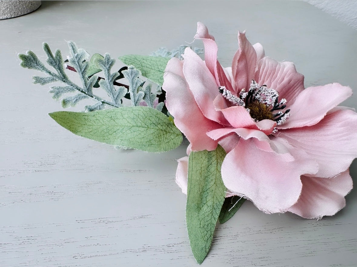 Dusty Rose Hair Clip, Oversized Mauve Pink Wedding Hair Fascinator, Woodland Faerie Floral Bridal Hair Accessories, Huge Pink Flower Clip
