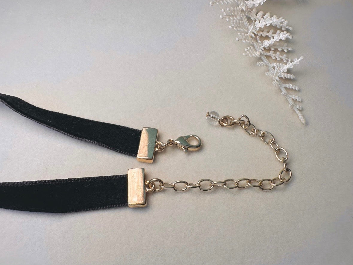 Black Velvet Choker with Red Cabochons, Vintage Napier Necklace, Dramatic 1980s Victorian Revival Necklace