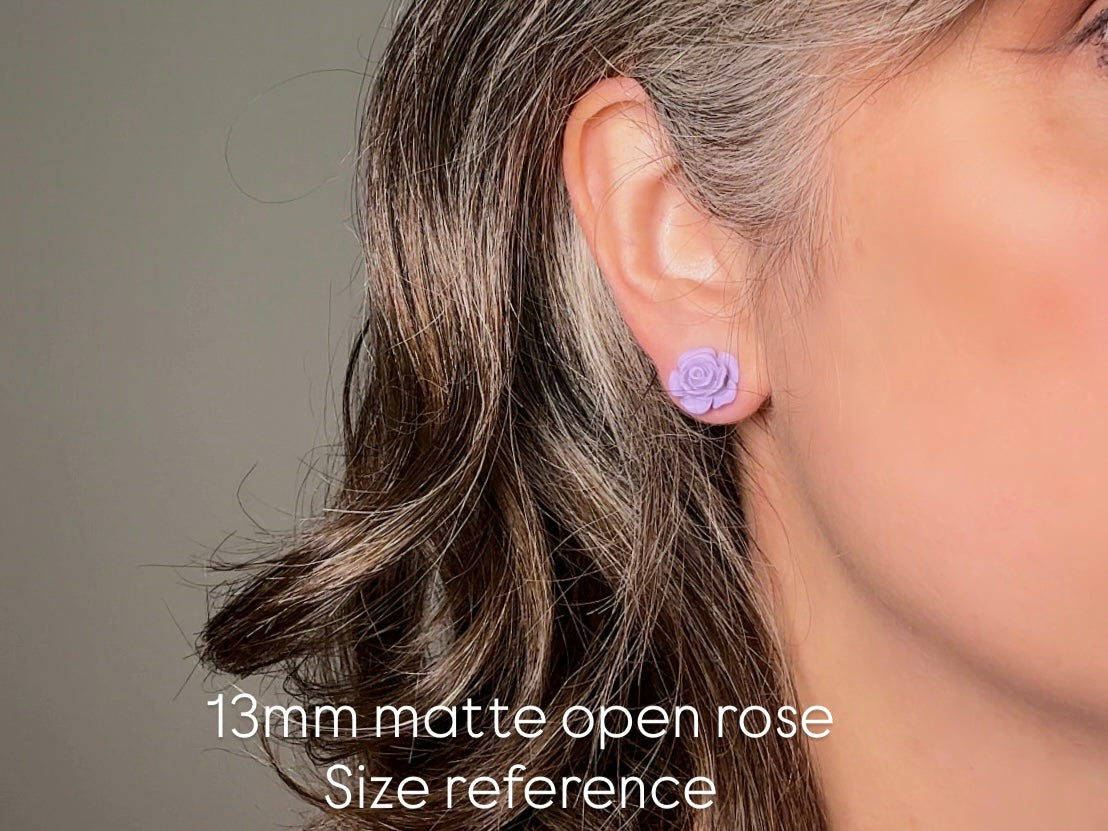 Blue Flower Earrings Set, Handmade Floral Hypoallergenic Surgical Steel Post Earrings