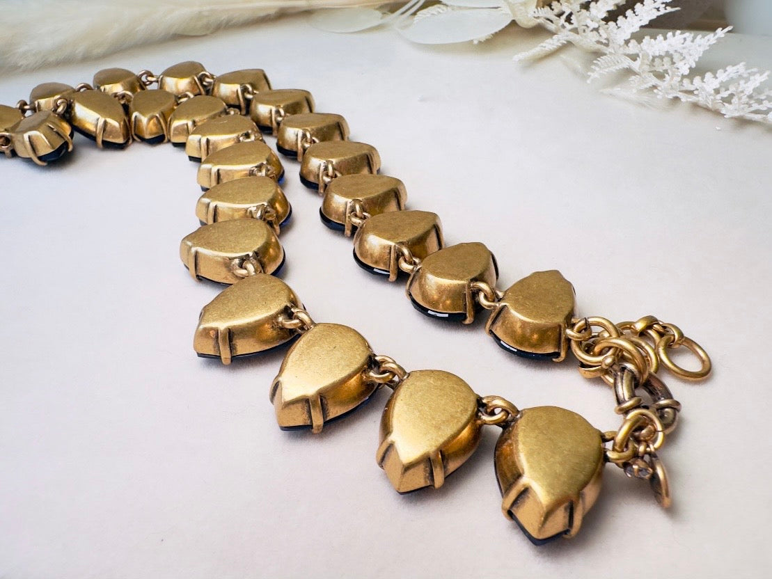 Blue Rhinestone Statement Necklace, Vintage J Crew Faceted Teardrop Collar Necklace in Deep Montana Blue