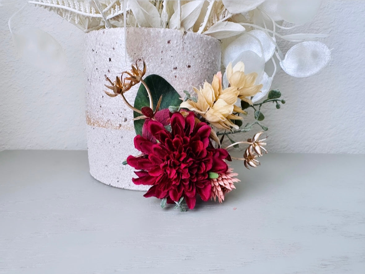 Rustic Autumn Hair Clip, Cranberry Red Fall Foliage Wedding Hair, Woodland Fairy Floral Fascinator Burnt Copper Bridal Hair Accessories