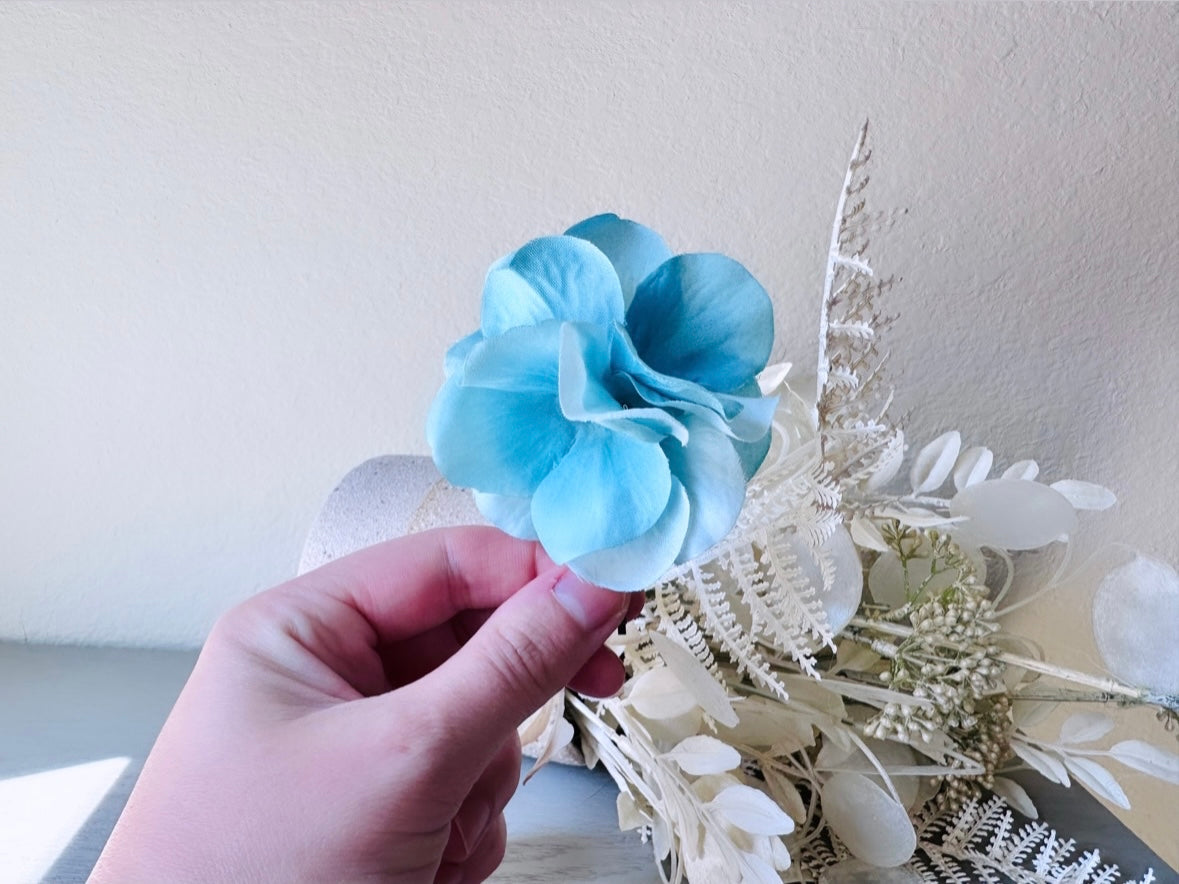 Blue Hydrangea Hair Pin, Dreamy Blue Bridal Hair Clip, Light Blue Fabric Flower Hair Accessory, Boho Romantic Floral Wedding Accessories