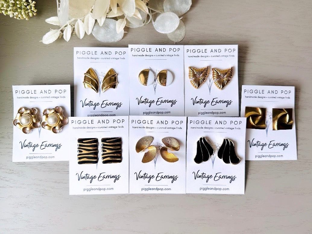 Collection of pierced vintage earrings from piggle and pop