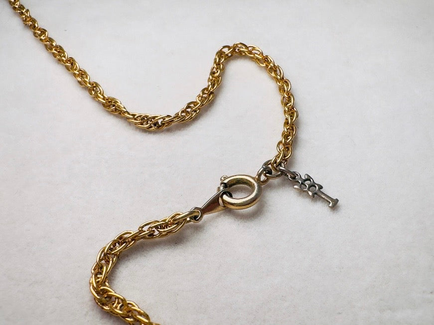 Crown Trifari Necklace, Vintage 1970s Abstract Geometric Gold and Cream Lucite Statement Necklace