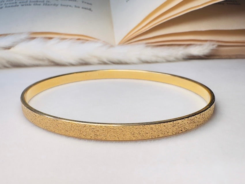 Gold Bangle Bracelet, 1960s Vintage Monet Textured Gold Bracelet