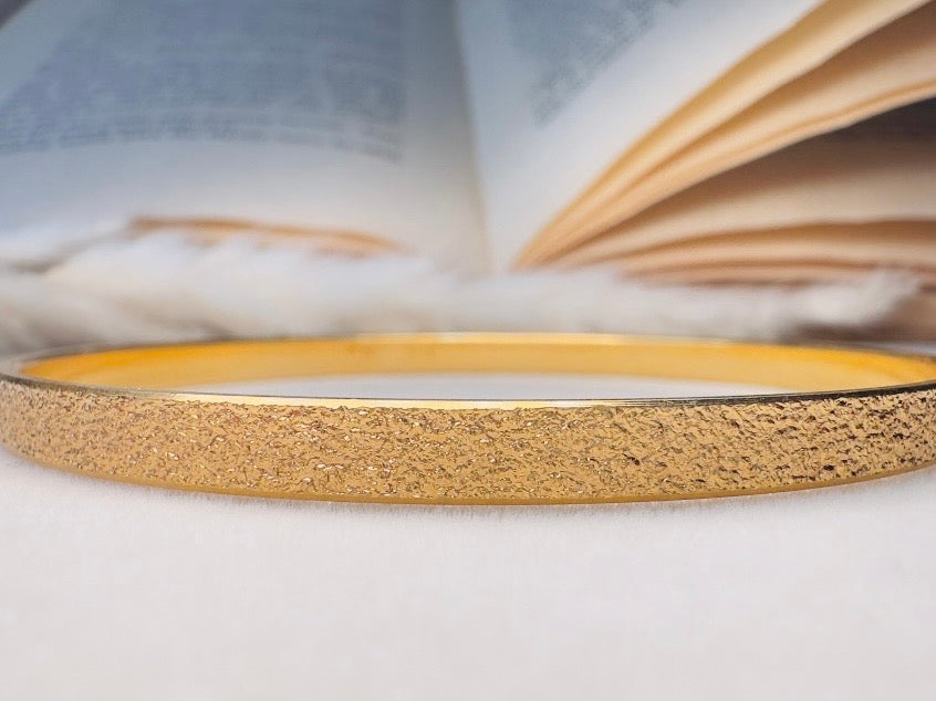 Gold Bangle Bracelet, 1960s Vintage Monet Textured Gold Bracelet