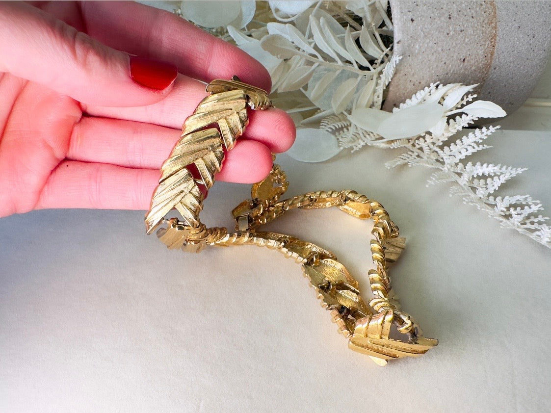 Gold Chevron Collar Necklace, Vintage Basket Weave Choker, Chunky Gold Woven Necklace, Articulated Thick Chain Statement Necklace