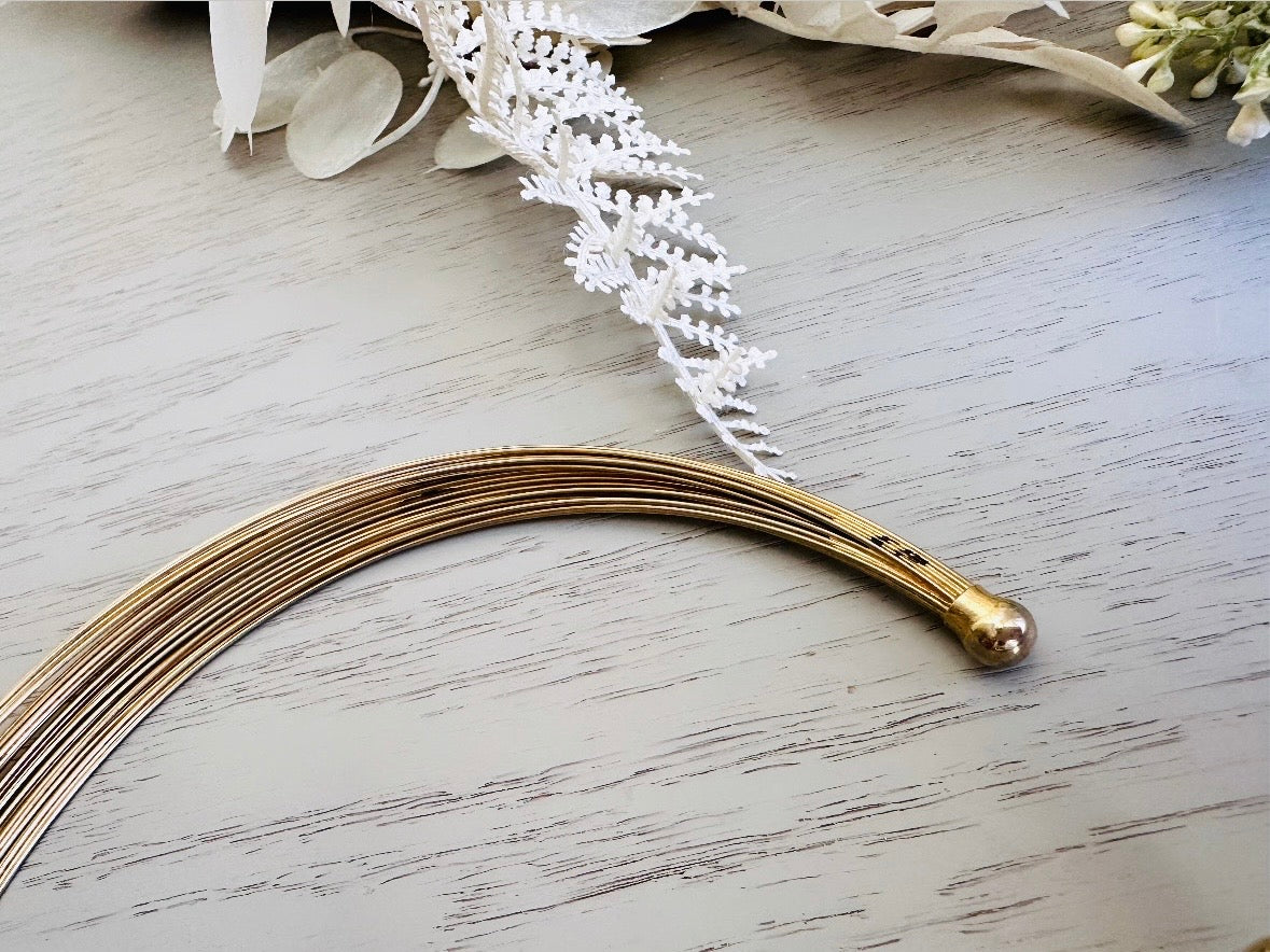 Gold Choker Necklace, Vintage 1970s Gold Wire Collar Necklace slight patina