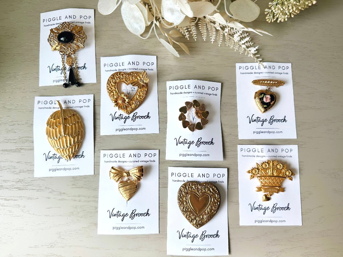 Gold Heart Brooch, Valentine's Day Fashion, Bronze Vintage Pin, Antique Gold Heart Pin with Scroll Border, Victorian Revival Gifts for Her 9