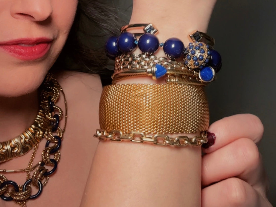 Gold Mesh Bracelet, Vintage Woven Gold Cuff, 80s Wide Band Bracelet for Stacking