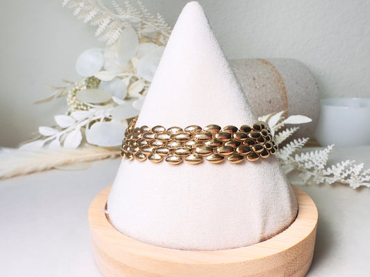 Gold Panther Link Bracelet, Vintage Gold Chain Bracelet for Layering