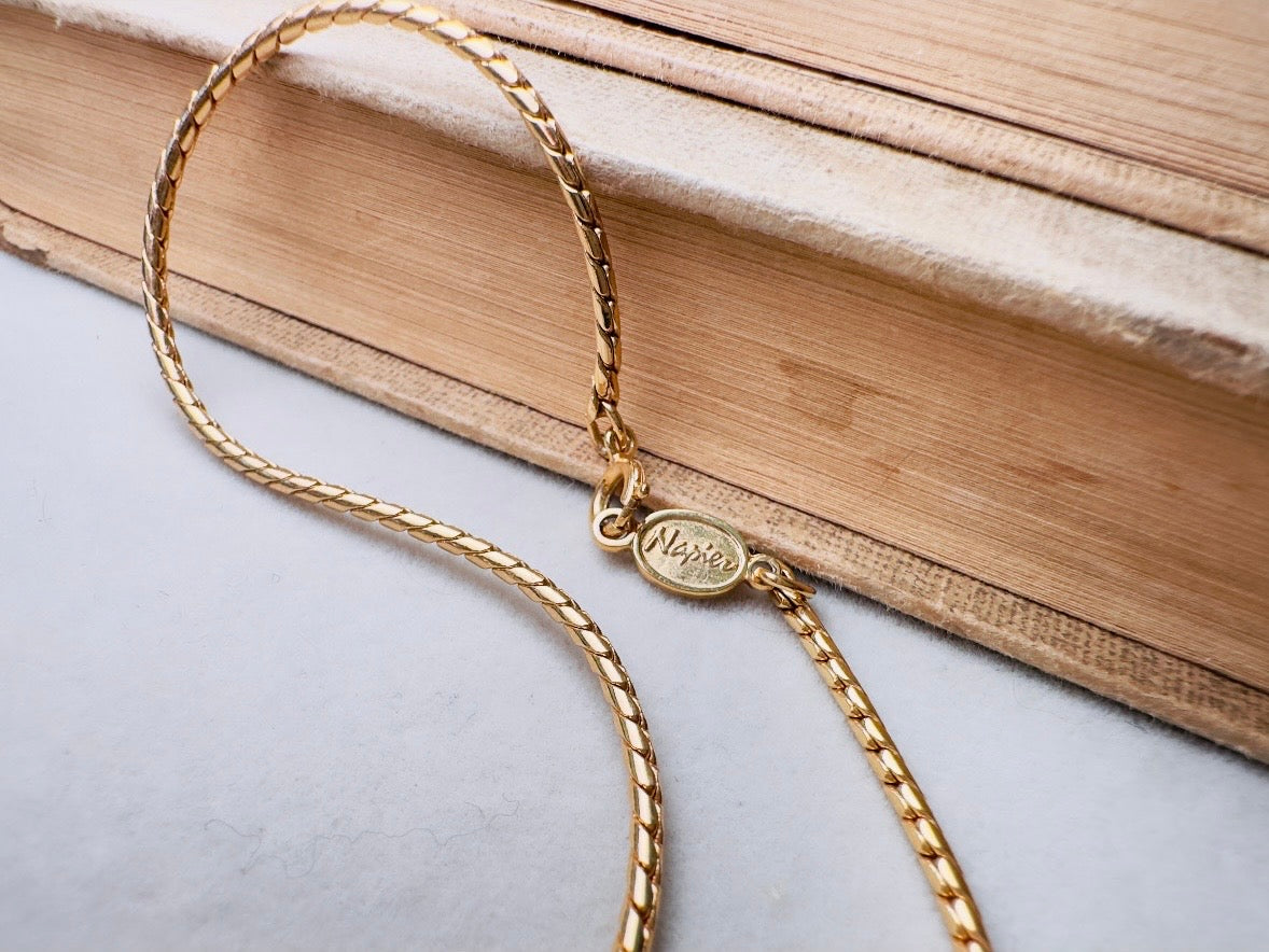 Gold Vintage Necklace, Dainty Napier Gold Bar Choker for Layering, Delicate Designer Necklace