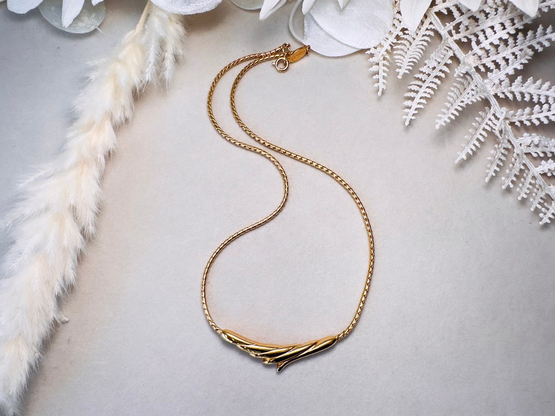Gold Vintage Necklace, Dainty Napier Gold Bar Choker for Layering, Delicate Designer Necklace