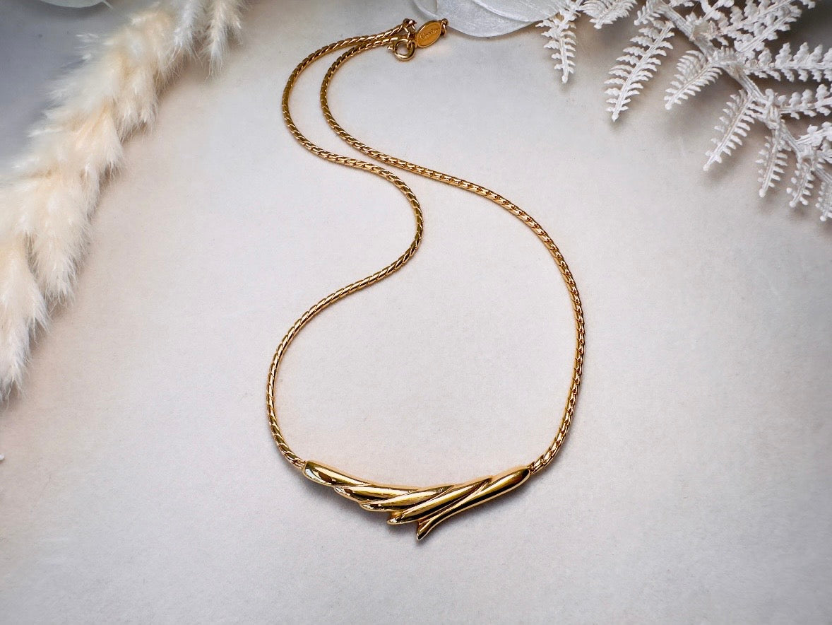 Gold Vintage Necklace, Dainty Napier Gold Bar Choker for Layering, Delicate Designer Necklace