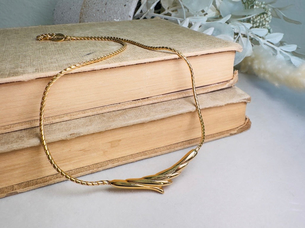 Gold Vintage Necklace, Dainty Napier Gold Bar Choker for Layering, Delicate Designer Necklace