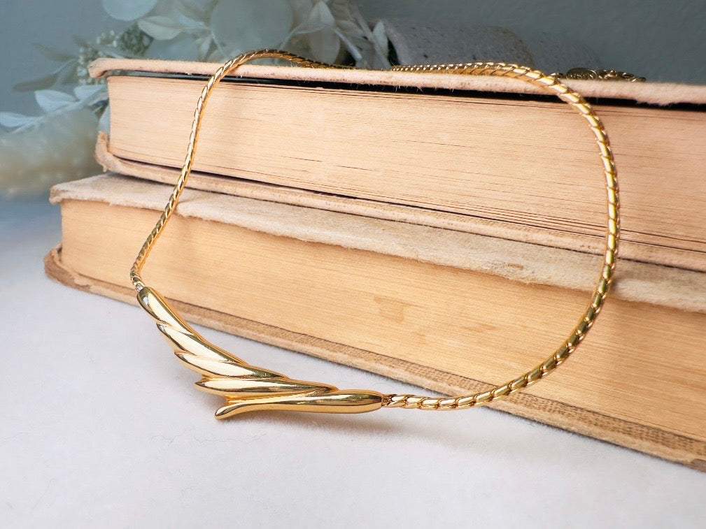 Gold Vintage Necklace, Dainty Napier Gold Bar Choker for Layering, Delicate Designer Necklace