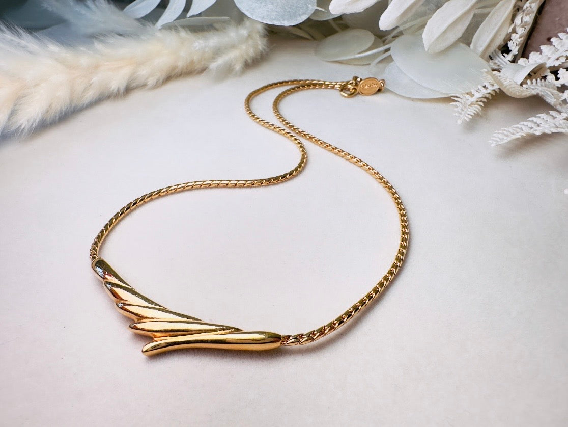 Gold Vintage Necklace, Dainty Napier Gold Bar Choker for Layering, Delicate Designer Necklace