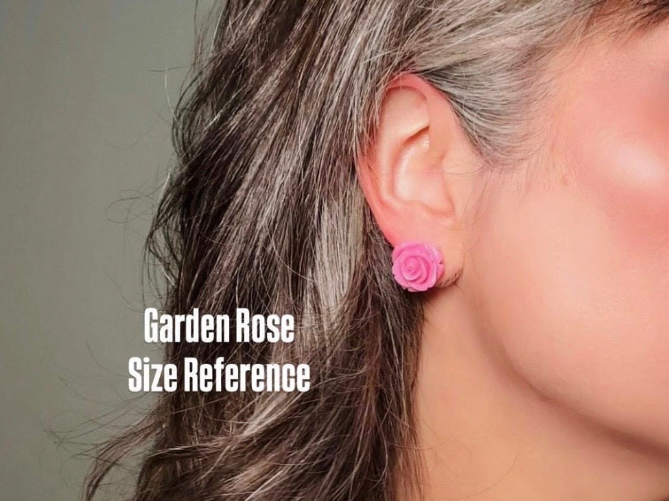 Ivory Rose Earrings, Big Buttercream Flower Stud Earrings, Resin Cabochon Rosette Post Earrings with Hypoallergenic Posts