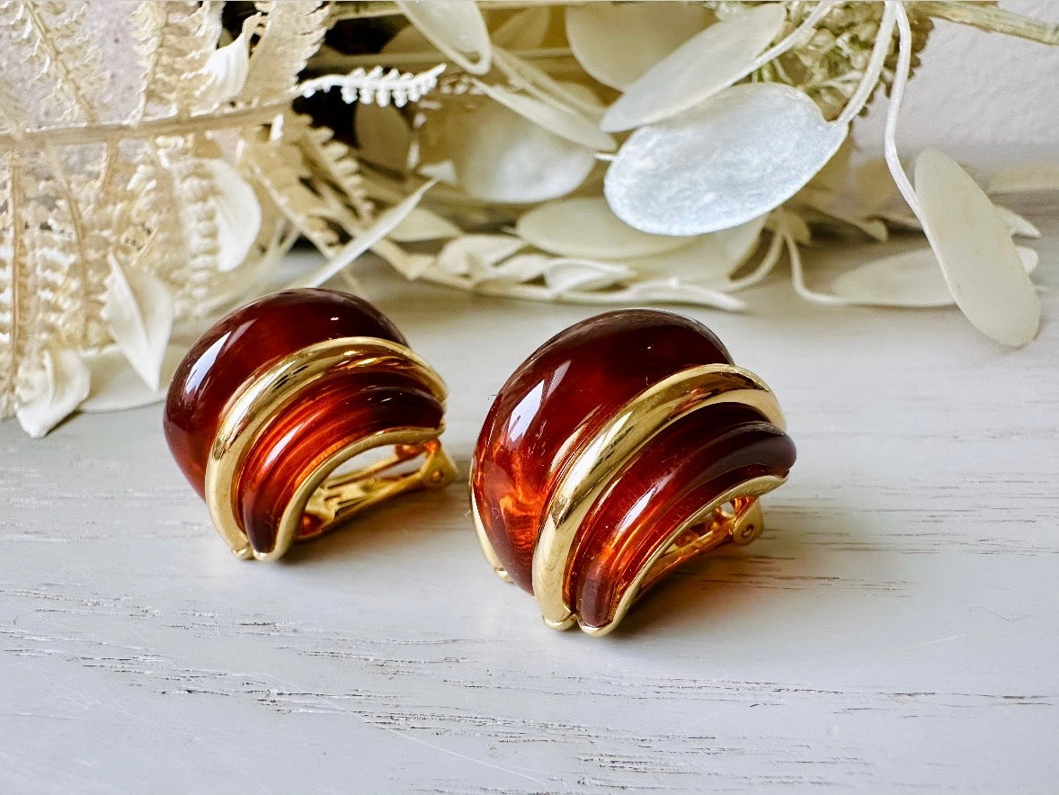 Close up of vintage clip on earrings in light 