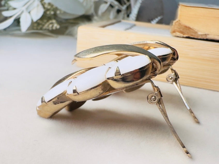 Milk Glass Earrings, Vintage Marquise White Glass Leaf Statement Earrings, Unique Gold Feather Clip Ons