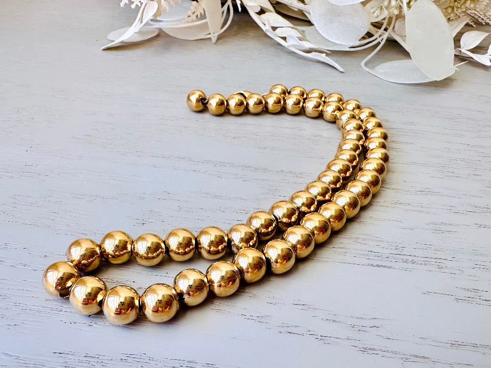 Napier Shiny Gold Ball Chain Choker Vintage Designer Necklace
