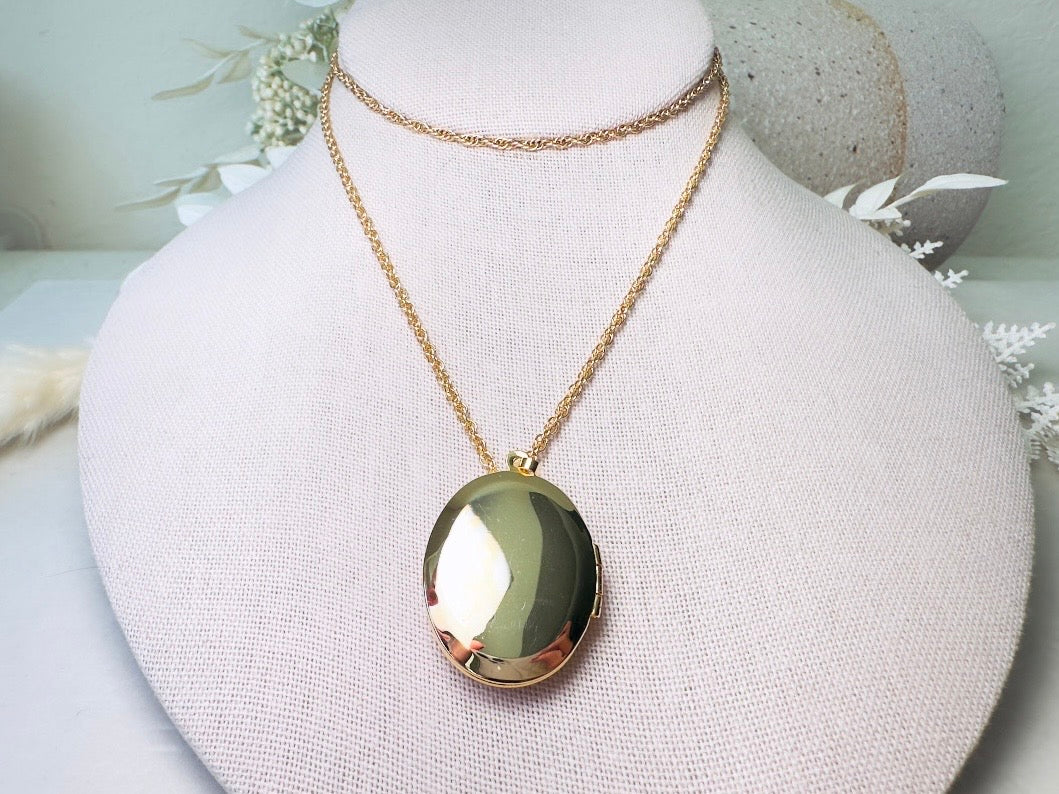 Rose Locket Necklace, Vintage Gold Chain Necklace with Burgundy Flower Cameo, Dark Academia Victorian Photo Locket