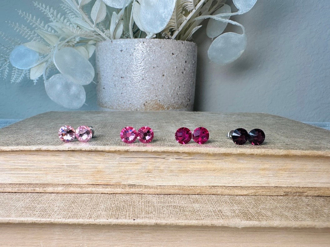 Rose Pink Swarovski Earring,  Handmade with Hypoallergenic Surgical Steel