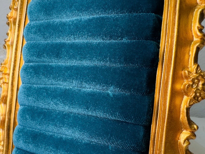 Velvet Jewelry Display Frame, Handmade Victorian Style Peacock Blue Ring Holder