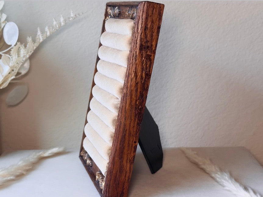 Velvet Jewelry Display Frame, Handmade Vintage Western Wooden Ring Holder with Hand Painted Accents