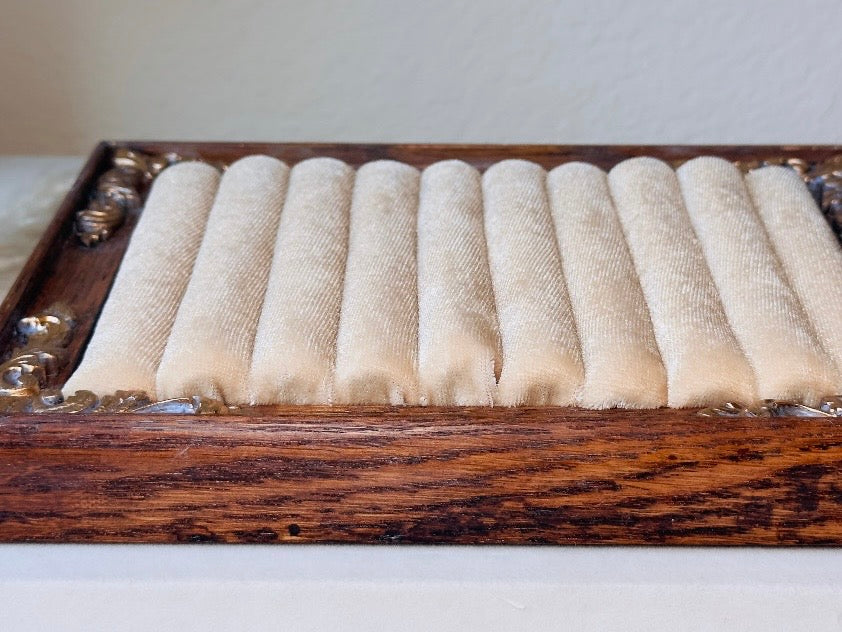 Velvet Jewelry Display Frame, Handmade Vintage Western Wooden Ring Holder with Hand Painted Accents