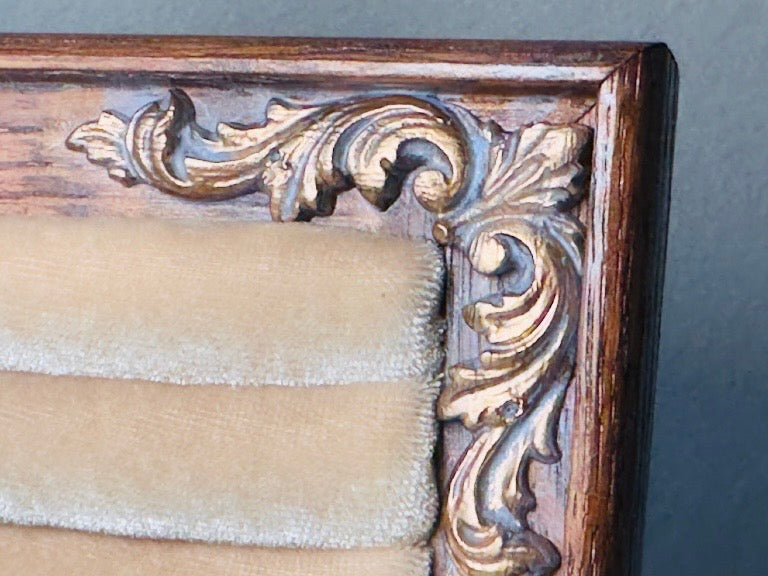 Velvet Jewelry Display Frame, Handmade Vintage Western Wooden Ring Holder with Hand Painted Accents