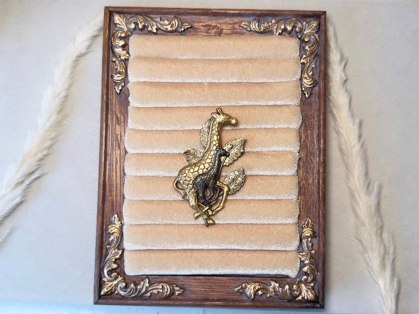 Velvet Jewelry Display Frame, Handmade Vintage Western Wooden Ring Holder with Hand Painted Accents