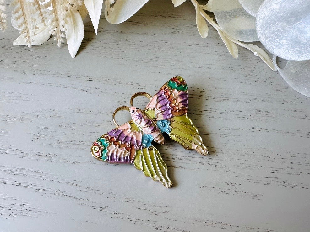 Vintage Butterfly Brooch, Colorful Rainbow Pastel Enamel Butterfly Pin 2